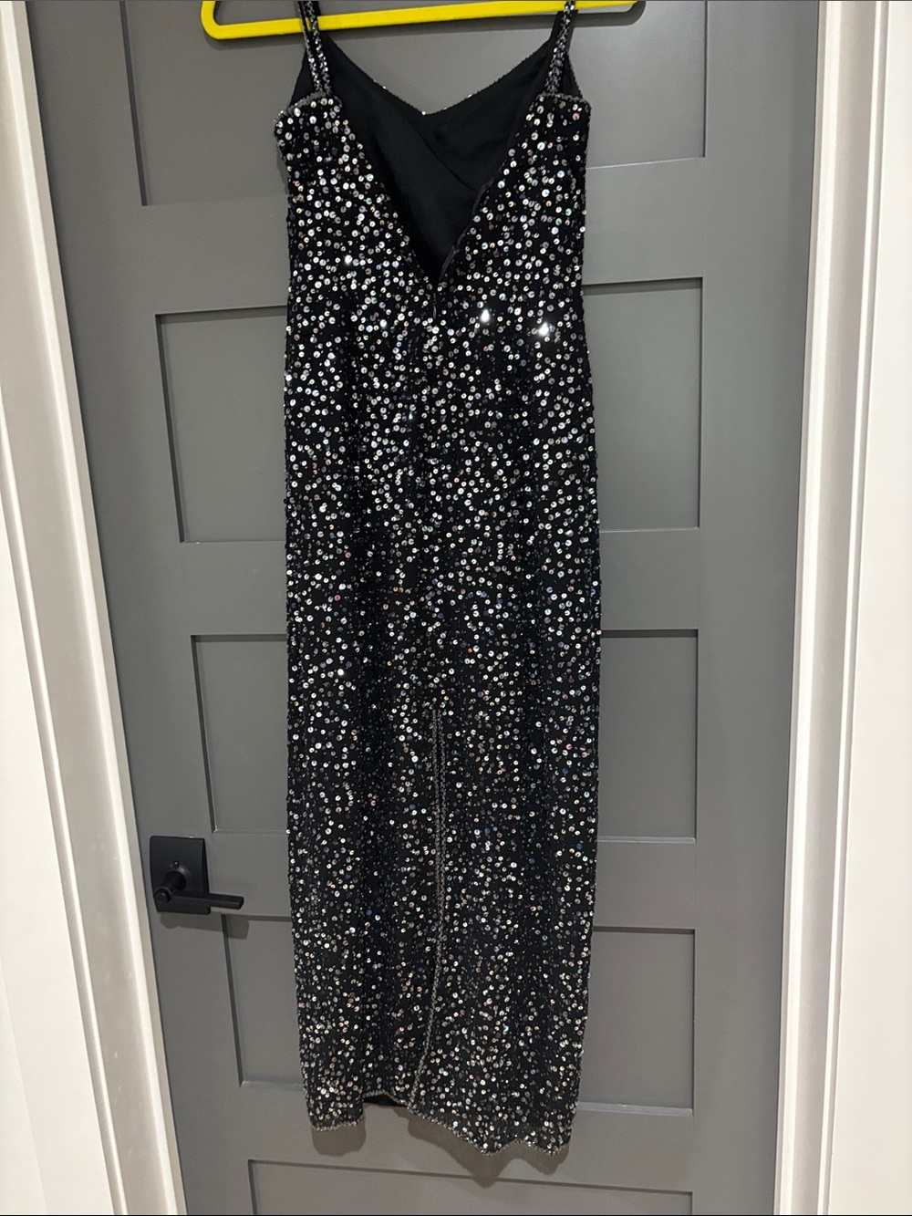Black Sequin Slip Dress - Elegant Evening Dress - Picture 2 of 4